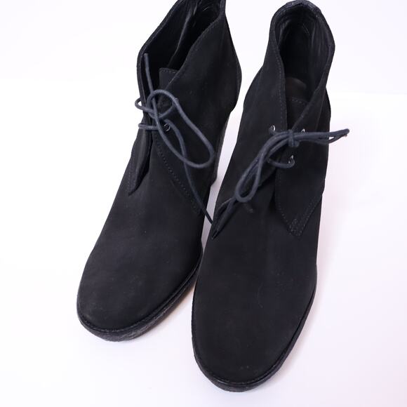 RALPH LAUREN COLLECTION Black Suede Lace-Up Heeled Ankle Boot Women's 9.5B - Picture 6 of 9